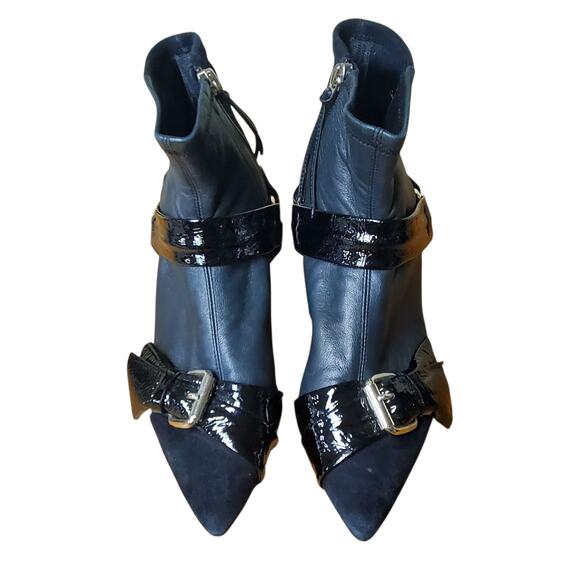 Isabel Marant Reidya Patent Paneled Leather And Suede Ankle Boots - Size 36 EU - Picture 1 of 8